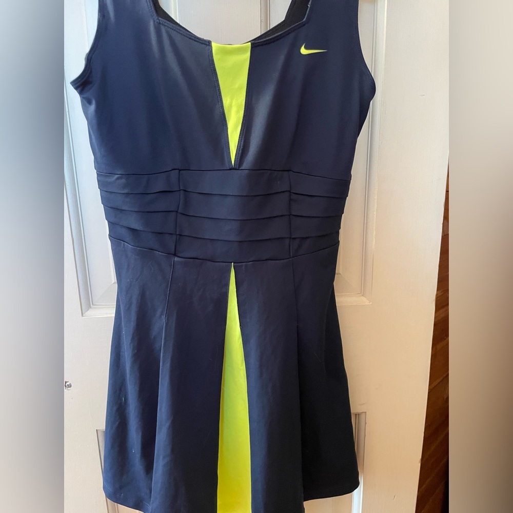 Nike Dri-Fit Navy Blue with Nein Yellow Accents Tennis Dress